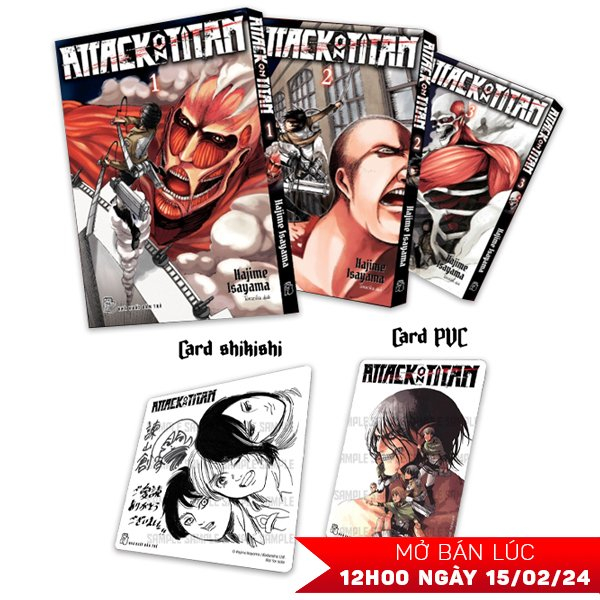 Bộ Manga – Attack On Titan: Tập 1 – 3 (Bộ 3 Tập) – Tặng Kèm Card PVC + Card Shikishi