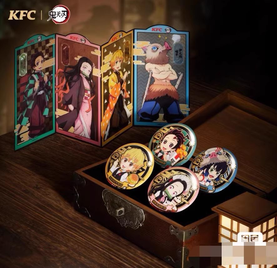 Goods quảng bá KFC – Card trong, Huy hiệu, Đùi gà bông – Chính hãng KFC x Kimetsu no Yaiba 2024