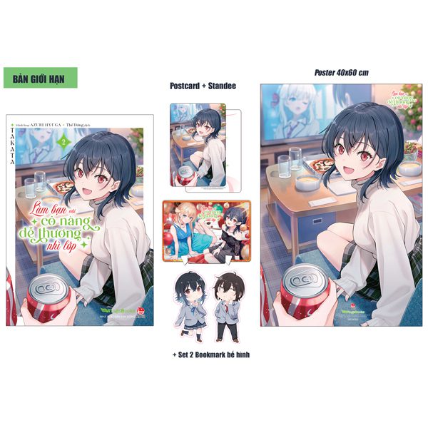 Light novel Làm Bạn Với Cô Nàng Dễ Thương Nhì Lớp – Tập 2 – Bản Giới Hạn – Tặng Kèm Postcard + Standee + Set 2 Bookmark Bế Hình + Poster – Kim Đồng