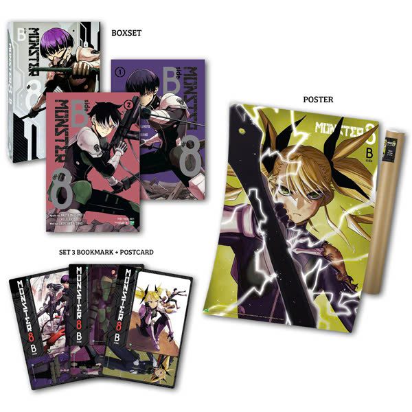Truyện tranh Boxset MONSTER #8 – B Side – Tập 1 + Tập 2 (Hộp 2 Tập) – Bản Đặc Biệt – Tặng Kèm Set 3 Bookmark + Postcard + Poster – Lao Động