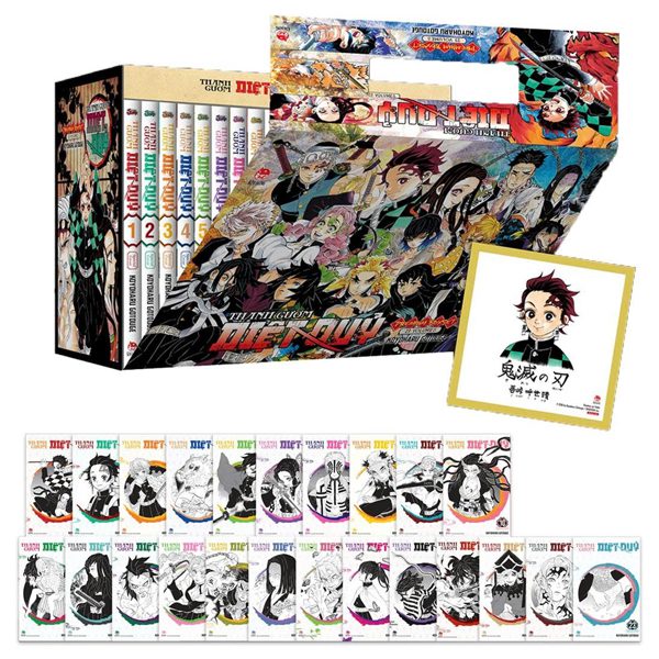 Truyện tranh Premium Boxset Thanh Gươm Diệt Quỷ – Kimetsu No Yaiba (Hộp 23 Tập) – Tặng Kèm Quà Tặng + Shikishi – Kim Đồng