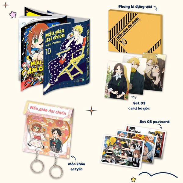 Truyện tranh Mẫu Giáo Đại Chiến – Tập 10 – Bản Giới Hạn – Tặng Kèm Cặp Móc Khóa Acrylic Rita-Doug + Set 3 Postcard + Set 3 Card Bo Góc + Phong Bì Đựng Quà – Văn Học