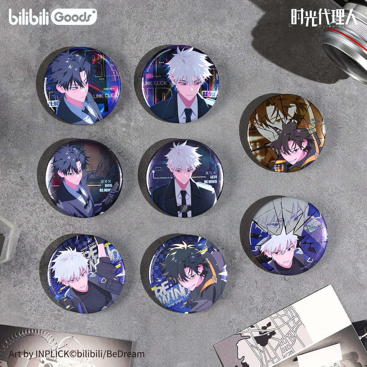 Huy hiệu dạ quang RE:WIND chủ đề M.O.D – Link Click – Chính hãng Bilibili Goods