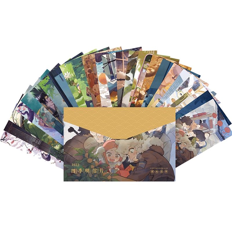 Bộ bưu thiếp tranh vẽ La Tiểu Hắc tương ứng chủ đề Bốn Mùa & 24 Tiết Khí – Chính hãng LXH