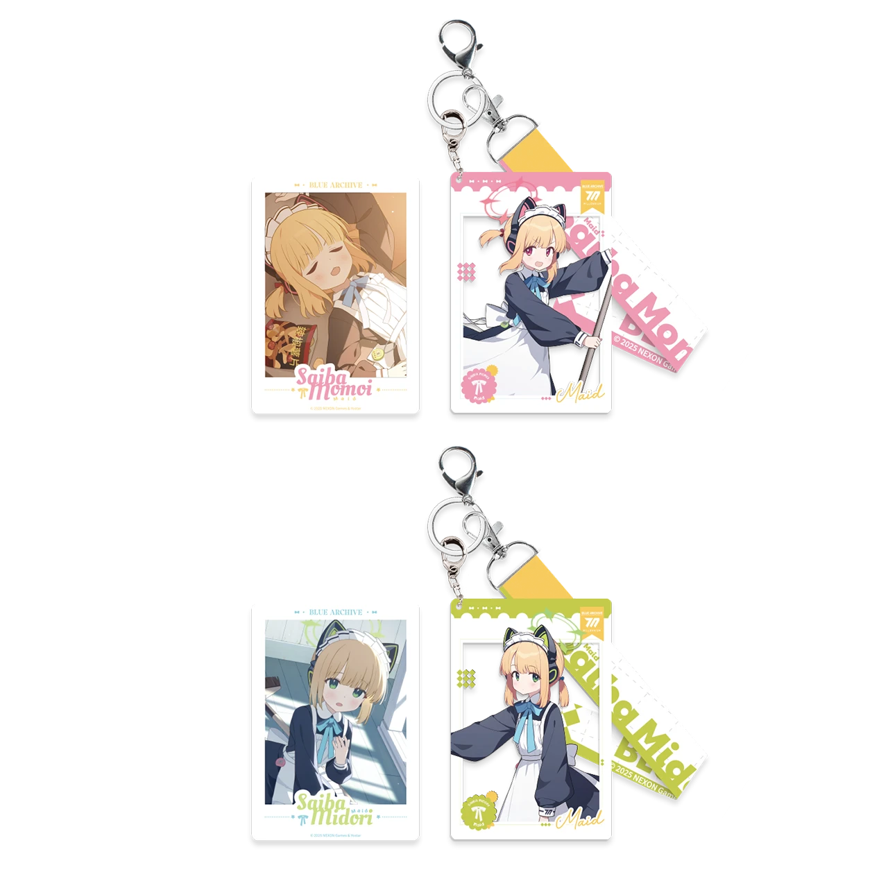 Móc khóa Momoi & Midori phong cách Hầu gái chủ đề Alabaster Calling Card – Chính hãng Blue Archive